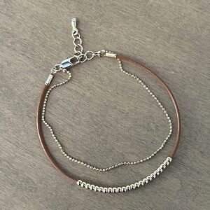 Gold and Tan Double Bracelet